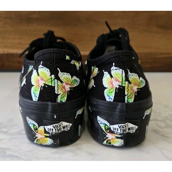 Vans Black Platform Shoes with Butterfly Design Glow in the dark - Picture 4 of 7